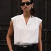 Bornladies Satin Sleeveless Solid Color Shirt 2026 Summer New V-neck Commuting Casual Temperament Versatile Top