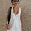 Bornladies 2026 Spring and Summer New Style Wide Shoulder Strap U-neck Short Dress Sleeveless Loose Slimming Casual A-line Dress